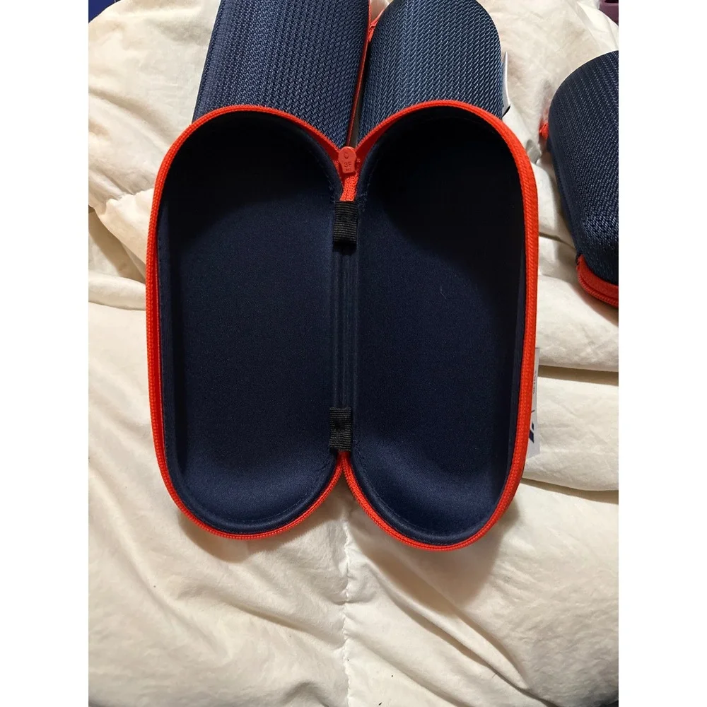 Zeal Optics Hard Shell Sunglasses Case Navy Orange Zipper Storage Pouch 4 total